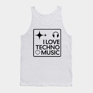 TECHNO  - I Love Techno Music (Black) Tank Top